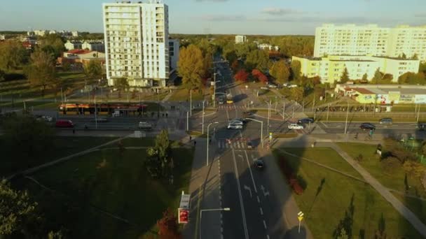 Skrzyżowanie Tarchomin Warsaw Aerial View Poland Wysokiej Jakości Materiał — Wideo stockowe