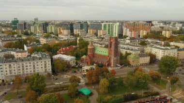 Güzel Panorama Varşova Hava Manzarası Polonya. Yüksek kalite 4k görüntü