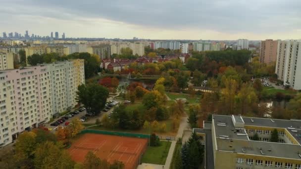 Krásný Rybník Wawrzyszew Warsaw Aerial View Polsko Vysoce Kvalitní Záběry — Stock video