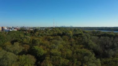 Panorama Nowodwory Vistula Varşova Hava Görüntüsü Polonya. Yüksek kalite 4k görüntü