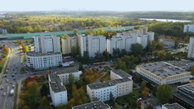 Panorama Malikanesi Tarchomin Varşova Hava Görüntüsü Polonya. Yüksek kalite 4k görüntü