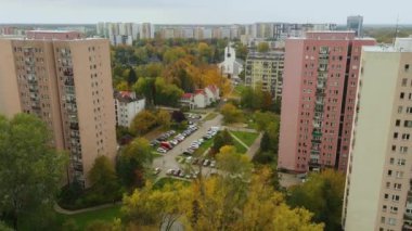 Panorama Konutları Wawrzyszew Varşova Hava Görüntüsü Polonya. Yüksek kalite 4k görüntü