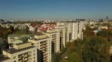 Güzel Konut Ochota Varşova Hava Manzarası Polonya. Yüksek kalite 4k görüntü