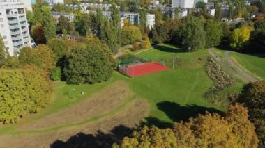 Güzel Park Ochota Varşova Hava Manzarası Polonya. Yüksek kalite 4k görüntü