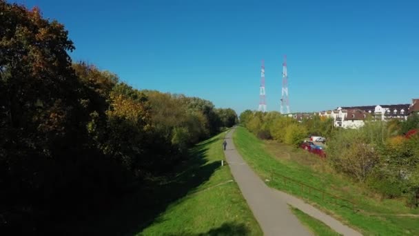 Vistula Embankment Nowodwory Βαρσοβία Aerial View Πολωνία Υψηλής Ποιότητας Πλάνα — Αρχείο Βίντεο