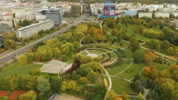 Gyönyörű Park Pole Mokotowskie Varsó Légi Kilátás Lengyelország Kiváló Minőségű — Stock videók