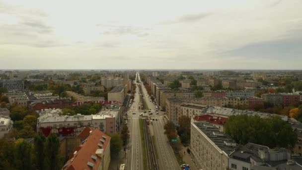 Prachtige Panorama Avenue Warschau Uitzicht Vanuit Lucht Polen Hoge Kwaliteit — Stockvideo