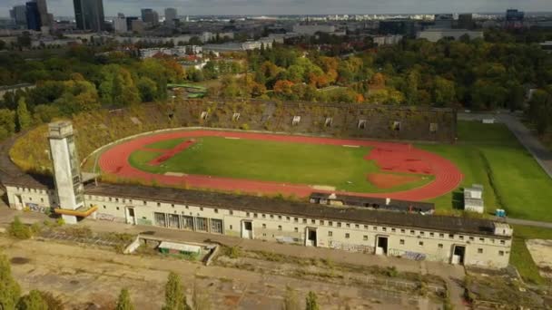 美丽的球场杆Mokotowskie华沙空中景观波兰 高质量的4K镜头 — 图库视频影像