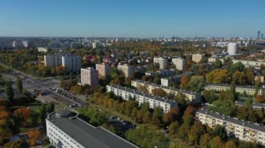Güzel Panorama Mokotow Varşova Hava Manzarası Polonya. Yüksek kalite 4k görüntü