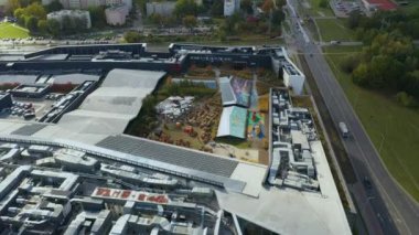 Tarchomin Alışveriş Merkezi Varşova Hava Görüntüsü Polonya. Yüksek kalite 4k görüntü