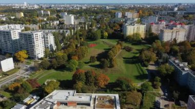 Güzel Park Ochota Varşova Hava Manzarası Polonya. Yüksek kalite 4k görüntü