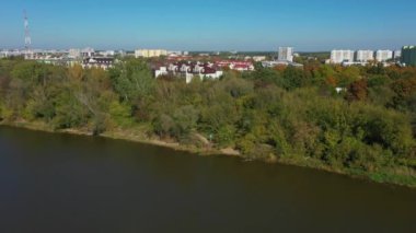 Panorama Nowodwory Vistula Varşova Hava Görüntüsü Polonya. Yüksek kalite 4k görüntü