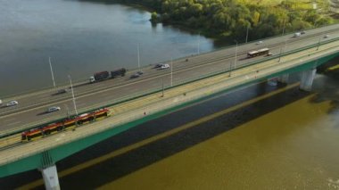 Güzel Vistula Köprüsü Varşova Hava Manzarası Polonya. Yüksek kalite 4k görüntü