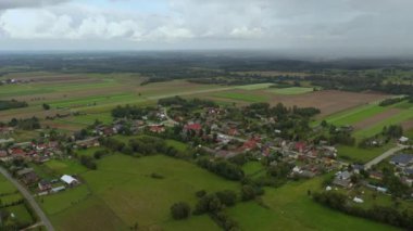 Güzel Panorama Skorkowice Hava Görüntüsü Polonya. Yüksek kalite 4k görüntü