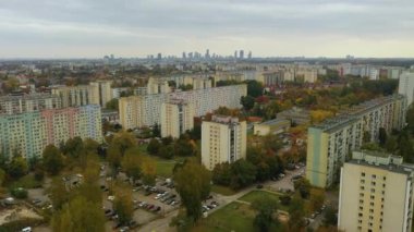 Panorama Konutları Wawrzyszew Varşova Hava Görüntüsü Polonya. Yüksek kalite 4k görüntü