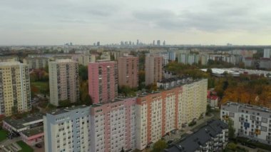 Panorama Konutları Wawrzyszew Varşova Hava Görüntüsü Polonya. Yüksek kalite 4k görüntü