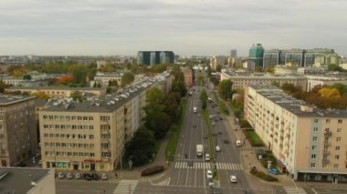 Güzel Varşova Bulvarı Hava Manzarası Polonya. Yüksek kalite 4k görüntü