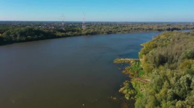Panorama Vistula Varşova Hava Görüntüsü Polonya. Yüksek kalite 4k görüntü