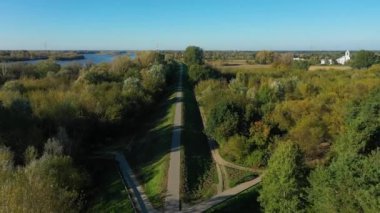 Panorama Nowodwory Vistula Varşova Hava Görüntüsü Polonya. Yüksek kalite 4k görüntü