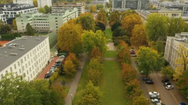 Güzel Park Sklodowski Varşova Hava Manzarası Polonya. Yüksek kalite 4k görüntü