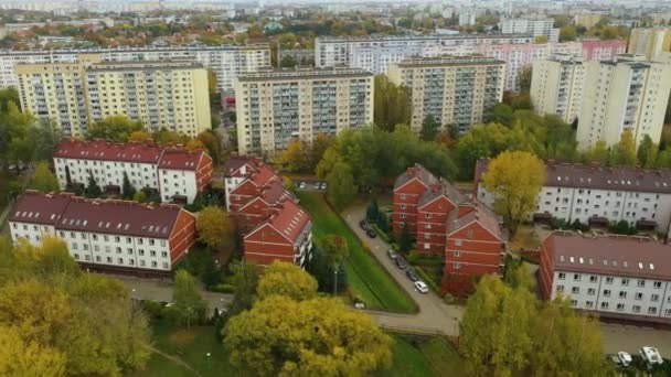Bellissimo Housing Estate Wawrzyszew Varsavia Vista Aerea Polonia Filmati Alta — Video Stock