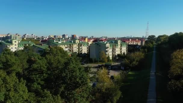Beautiful Housing Estate Nowodwory Warsaw Aerial View Poland High Quality — Stock Video
