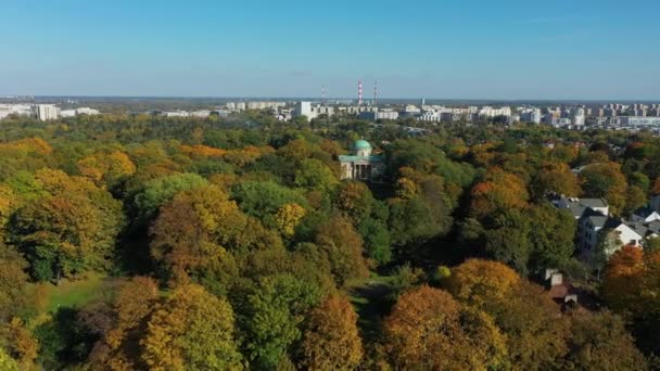 Belo Parque Arkadia Mokotow Varsóvia Vista Aérea Polônia Imagens Alta — Vídeo de Stock