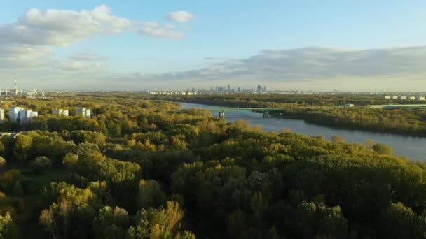 Beautiful Panorama Vistula Bridge Warsaw Aerial View Poland High Quality — Stock Video