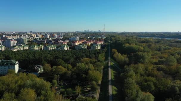 Панорама Житлового Комплексу Nowodwory Warsaw Air View Poland Високоякісні Кадри — стокове відео