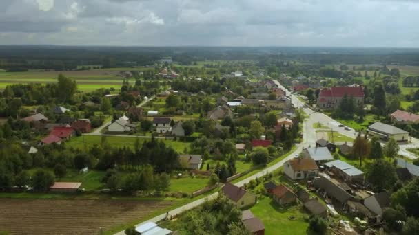 Beautiful Panorama Houses Skorkowice Aerial View Poland High Quality Footage — Stock Video