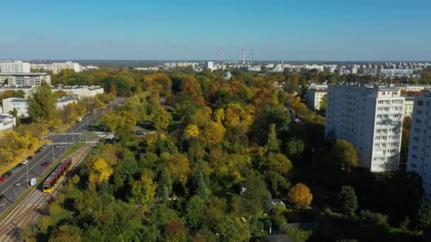 Magnifique Parc Ochota Varsovie Vue Aérienne Pologne Images Haute Qualité — Video