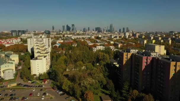 Mooie Woningbouw Ochota Warschau Luchtfoto View Polen Hoge Kwaliteit Beeldmateriaal — Stockvideo