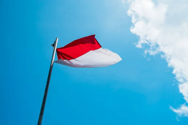 Red White Flag Indonesia National Flag Flying Pole Independence Day — Foto de Stock