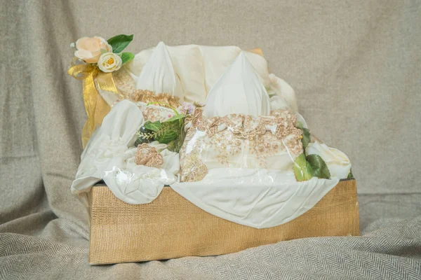 Wedding dowry gift box as a wedding dowry in Indonesia. Dowry is a gift from the groom to the bride when they get married, in the form of a luxury item in a box that has been decorated in such a way