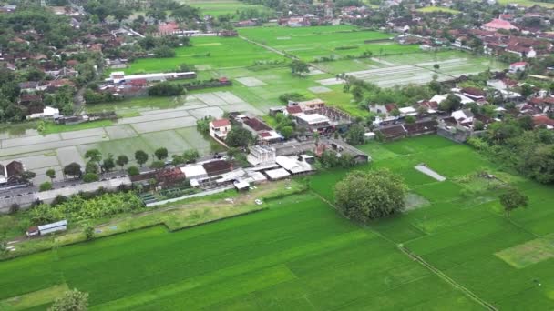 Indonézia Vidéki Területeiről Származó Légi Felvételek Lassított Felvétel Drónmozgásokról Külvárosi — Stock videók