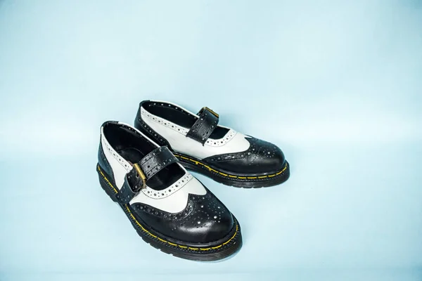 Gedetailleerde Vintage Mary Jane Rockabilly Schoen Tweekleurige Kleur Met Een — Stockfoto
