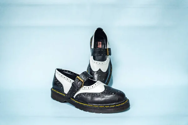 Zapato Vintage Mary Jane Rockabilly Detallado Dos Tonos Con Suela —  Fotos de Stock