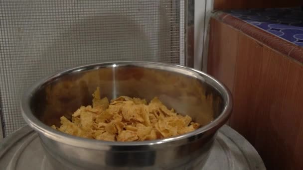 Make Homemade Tortilla Chips Simple Tools Still Taste Delicious Homemade — Stock Video