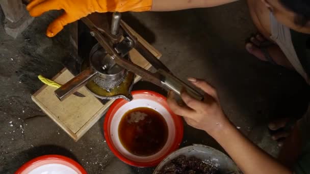 Honeycomb Pressing Process Uses Manual Pressing Produce Best Natural Honey — Stock Video