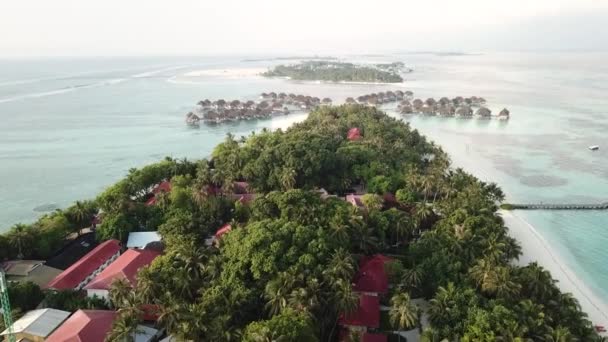 Τροπικό Εναέριο Τοπίο Θέα Στη Θάλασσα Βίλες Μπανγκαλόου Καταπράσινα Δέντρα — Αρχείο Βίντεο