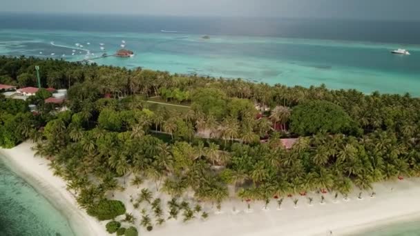 Tropik Hava Manzarası Deniz Manzarası Bungalovu Villaları Yemyeşil Ağaçlar Çarpıcı — Stok video