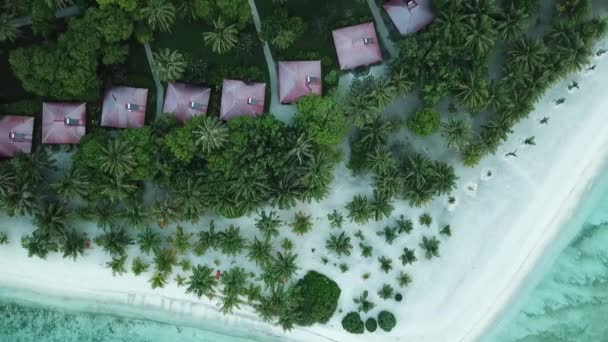 Tropische Luftlandschaft Meerblick Mit Wasser Bungalow Villen Üppige Bäume Atemberaubende — Stockvideo