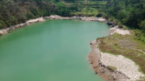 Vista Aerea Ricorda Lago Che Appare Durante Stagione Secca Drone — Video Stock