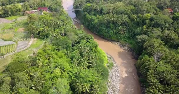 Zdjęcia Lotnicze Rzeki Progo Yogyakarta Indonezji Która Jest Bardzo Duża — Wideo stockowe