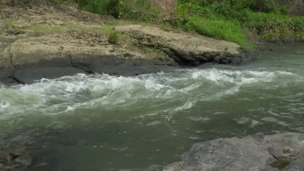 Une Rivière Précipite Dans Vallée Écrase Contre Les Rochers Crée — Video