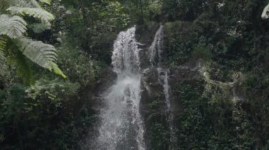Bozulmamış ve güzel Grenjengan Kembar şelaleleri Merbabu Dağı Ulusal Parkı 'nın ortasında yer almaktadır. Su sıçratan dramatik şelalenin yavaş çekim görüntüleri.