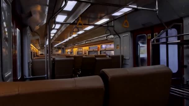 Los Trenes Públicos Java Indonesia Están Vacíos Pasajeros Cuando Está — Vídeos de Stock