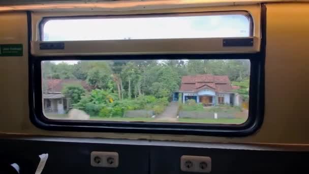 Mit Dem Zug Zurück Die Heimat Java Indonesien Fenster Sitzend — Stockvideo
