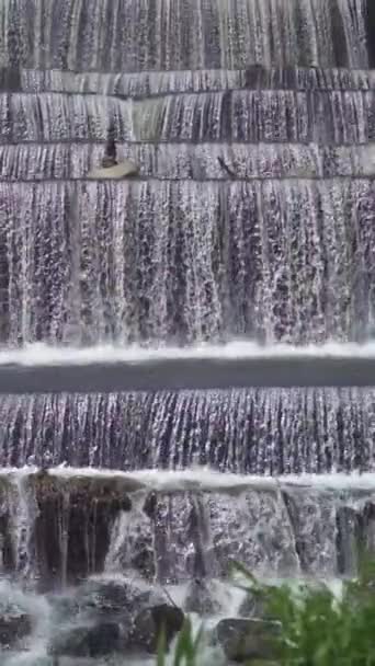 Плотина Сабо Большая Шестиуровневой Плотиной Настоящее Время Питается Чистой Речной — стоковое видео