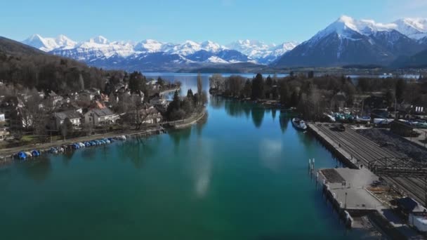 Alpen Fluss Berge Winter Berge Der Nähe Des Flusses Winter — Stockvideo